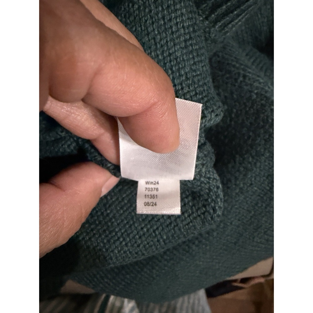 Loft Cotton Blend Large Green Mock Neck Sleeveless Sweater Holiday Capsule Wardr - Picture 5 of 5